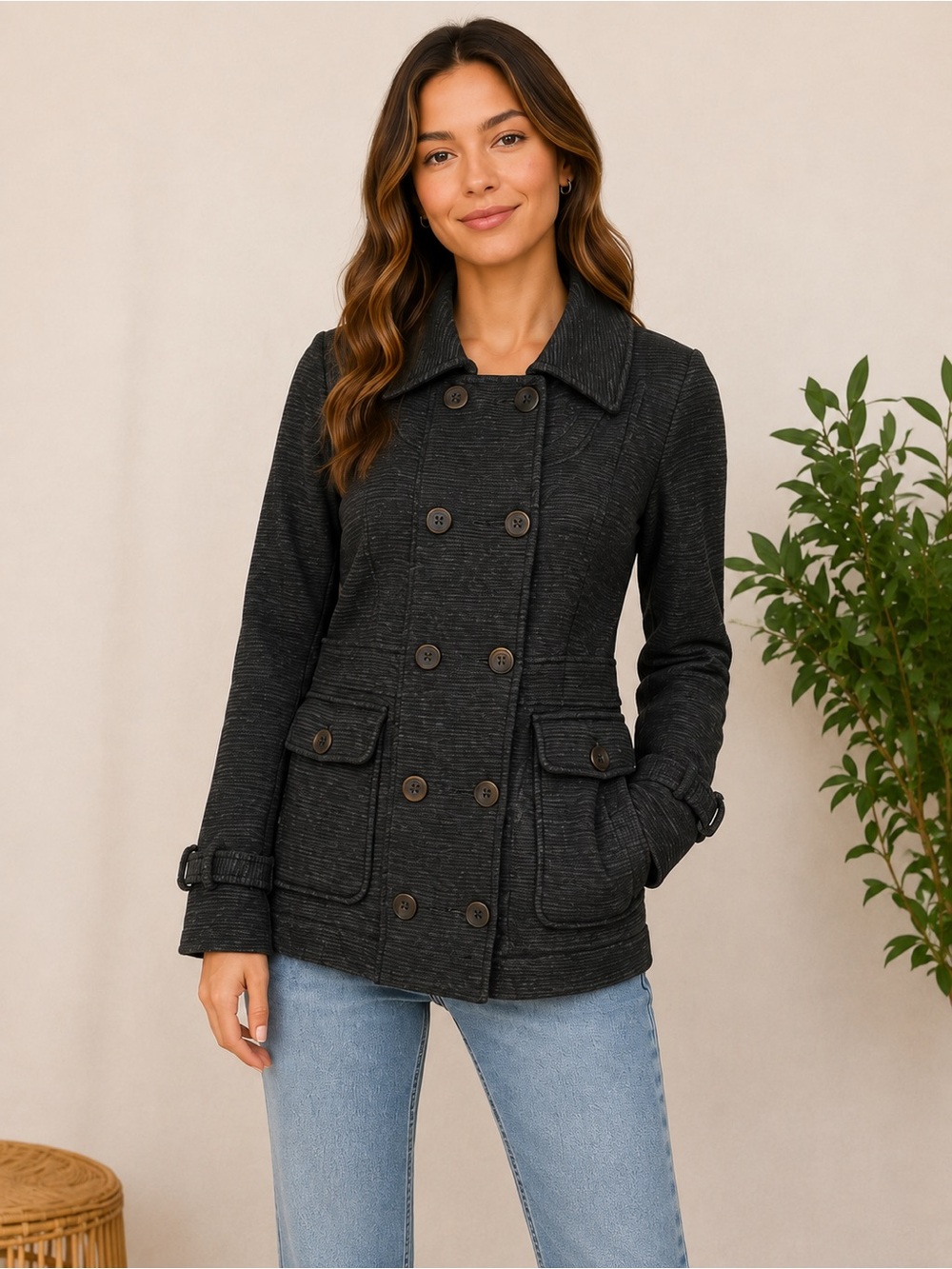 Billabong Double-Breasted Peacoat Jacket size: M